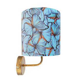 Nastenne lampy Vintage nástenné svietidlo zlaté s odtieňom zamatového motýľa - matné