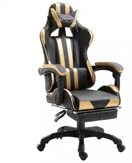 Kancelárske stoličky Herné kreslo s podnožkou umelá koža Dekorhome Zlatá