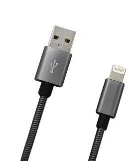 USB káble MobilNET Dátový a nabíjací kábel USBLightning, 2A, 1m, sivý KAB-0099-USB-LIGHT
