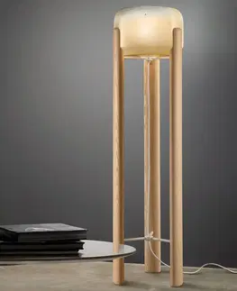 Stojacie lampy Vistosi Stojaca lampa Sata tienidlo jantár podstavec drevo
