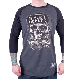 Pánske tričká Tričko s dlhým rukávom BLACK HEART Garage Built šedá - XXL