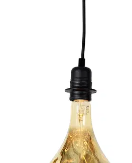 Zavesne lampy Závesné svietidlo čierne 2-svetlo vrátane LED jantárovej stmievateľné - Cava