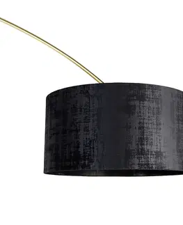 Oblúkové lampy Oblúková lampa mosadz s čiernou látkou odtieň čierna 50 cm - XXL