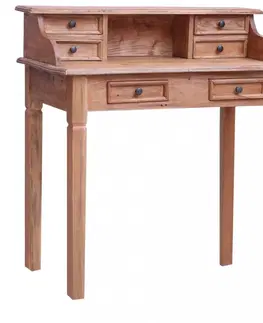Pracovné stoly Písací stôl zo zásuvkami masívne drevo Dekorhome Hnedá