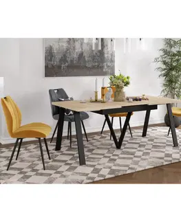 Jedálenské stoly Jedálenský rozkladací stôl, 140-290x90 cm, dub sonoma/čierna, AVENY