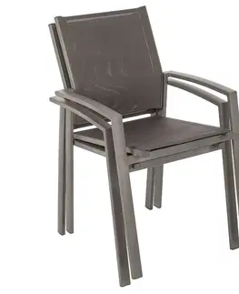 Záhradné stoličky a kreslá DEOKORK Hliníkové kreslo s textíliou BERGAMO (šedo-hnedé)