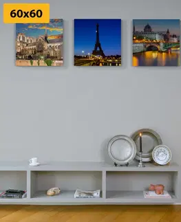 Zostavy obrazov Set obrazov romantický nočný Paríž