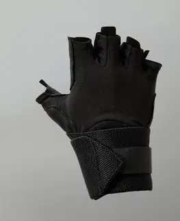 posilňovanie Pohodlné rukavice na posilňovanie s bandážou - čierne