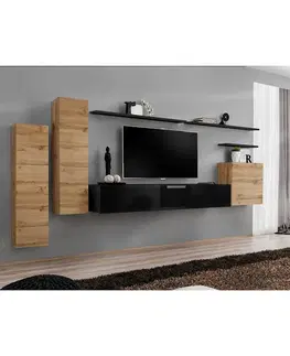 Podkrovný nábytok Obývacia stena Switch I Wotan/Čierna