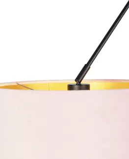 Zavesne lampy Závesná lampa so zamatovými odtieňmi ružová so zlatou 35 cm - Blitz II čierna
