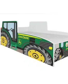 Jednolôžkové postele Detská Posteľ  Traktor 160 zelený + Matrac a Rošt