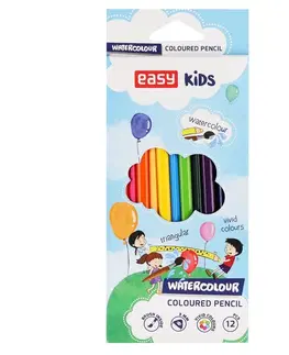 Hračky EASY - Trojhranné akvarelové pastelky so štetcom, 12 barev