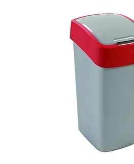 Odpadkové koše CURVER - Odpadkový kôš Flipbin 50l, strieborno-červená