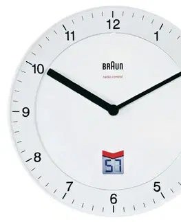 Hodiny Nástenné hodiny DCF Braun, biele 20cm