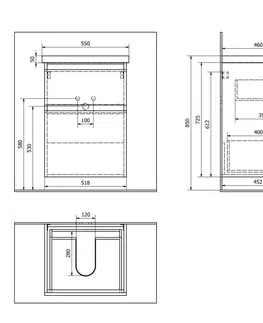 Kúpeľňa AQUALINE - ALTAIR umyvadlová skrinka 52x72,5x45 cm, čierna mat AI655