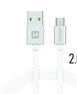 Dáta príslušenstvo Dátový kábel Swissten textilný s Micro-USB konektorom a podporou rýchlonabíjania, Silver 71522303