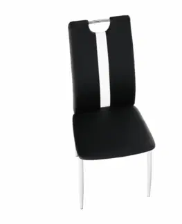 Stoličky Stolička, čierna/biela, ekokoža/chróm, SIGNA