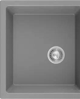 Kuchynské drezy MEXEN MEXEN - Tomas granitový drez 2-bowl 800x500 mm, sivý, sifón chróm 6516802000-71
