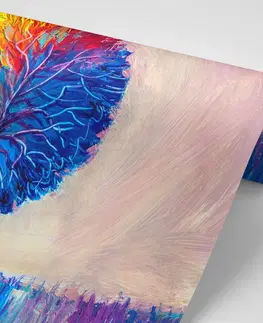 Tapety s imitáciou malieb Tapeta farebný akvarelový strom