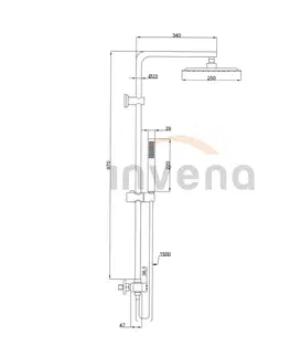 Sprchy a sprchové panely INVENA - Sprchový stĺp SVART s termostatickou batériou chróm AU-85-001-X