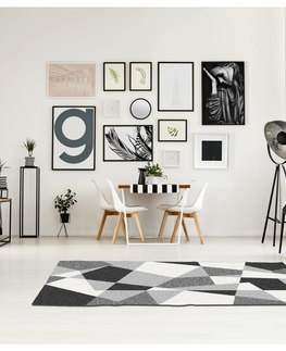 Koberce a koberčeky KONDELA Sanar koberec 133x190 cm čierna / sivá / biela