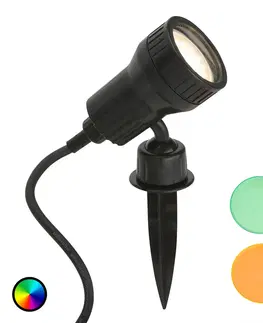 Vonkajšie svietidlo s bodcom do zeme Briloner Terra LED reflektor so zemným hrotom vrátane farebného filtra