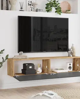 TV stolíky závesný TV stolík FREY 10, farba borovica + antracit