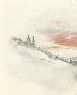 Obrazy imitácia olejomaľby Obraz západ slnka nad zasneženými horami