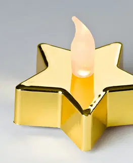 Drobné dekorácie a doplnky 2 LED čajové sviečky "Hviezda", zlatá
