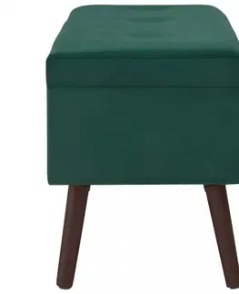 Lavice a stoličky Lavica s úložným priestorom zamat Dekorhome Zelená