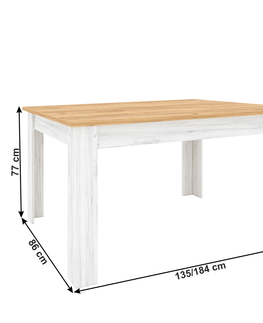 Jedálenské stoly KONDELA Sudbury S rozkladací jedálenský stôl dub craft zlatý / dub craft biely