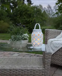 Vonkajšie dekoratívne svietidlá STAR TRADING LED lampáš Flame Lantern, biela, 23 cm