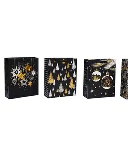 Hračky Sada vianočných darčekových tašiek 4 ks, čierna, 26 x 32 x 10 cm
