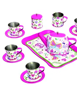 Drevené hračky Bino Detský čajový set - ružová
