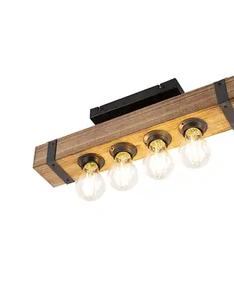 Stropne svietidla Inteligentné priemyselné stropné svietidlo drevené s oceľou vrátane 4 WiFi A60 - Reena
