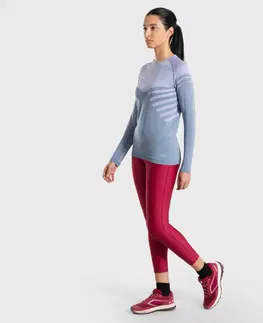 mikiny Dámske trailové tričko Seamless Confort s dlhým rukávom modro-fialové