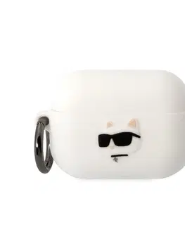 Slúchadlá Karl Lagerfeld 3D Logo NFT Choupette Head silikónový obal pre Apple AirPods Pro 2, biely