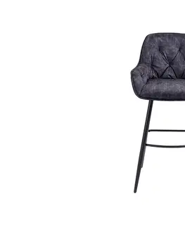 Barové stoličky LuxD Dizajnová barová stolička Garold sivý zamat