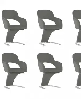 Jedálenské stoličky a kreslá Jedálenská stolička 6 ks zamat / chróm Dekorhome Čierna