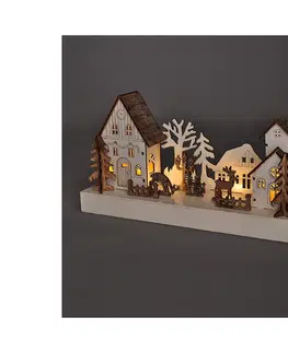 Vianočné osvetlenie  LED vánoční vesnička 34x17cm dřevo 4 LED 2x AA 1V256