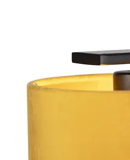 Zavesne lampy Závesná lampa s velúrovými odtieňmi žltá so zlatom 20cm - Combi 3 Deluxe