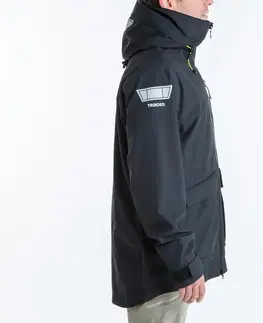 bundy a vesty Pánska nepremokavá vetruvzdorná bunda Sailing 500 čierna