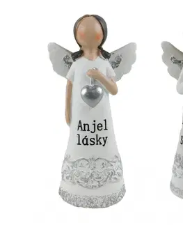 Sošky, figurky - anjeli MAKRO - Anjel biely 16 cm rôzne druhy