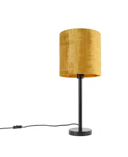 Stolove lampy Moderná stolná lampa čierna so zlatým tienidlom 25 cm - Simplo