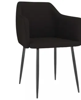 Jedálenské stoličky a kreslá Jedálenská stolička 2 ks látka / kov Dekorhome Čierna