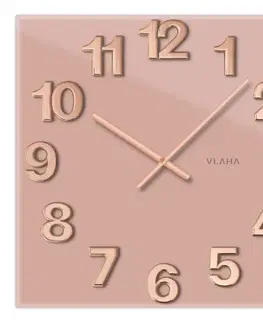 Hodiny Sklenené štvorcové nástenné hodiny, pudrové VCT1108 Glassico 40cm