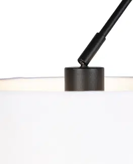 Zavesne lampy Závesná lampa s ľanovými odtieňmi biela 35 cm - Blitz II čierna