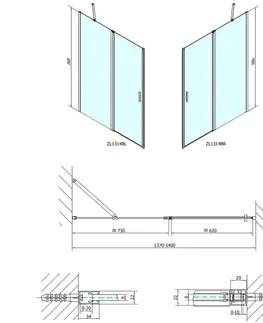 Sprchovacie kúty POLYSAN - ZOOM BLACK sprchové dvere 1400, číre sklo ZL1314B