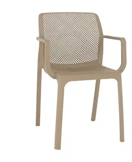 Záhradné stoličky a kreslá Stohovateľná stolička, sivohnedá taupe/plast, FRENIA