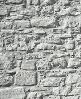 Tapety s imitáciou tehly, kameňa a betónu Fototapeta šedá stena z kameňa